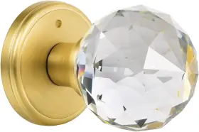 Clctk 653858023082 Crystal Glass Door Knobs Interior With Lock Privacy .privacy Satin Brass