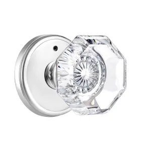 Clctk 653858387375 Privacy Crystal Glass Door Knobs Interior With Lock Modern Octagon Knob