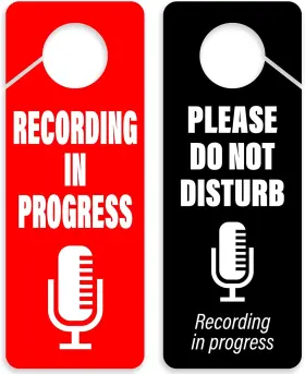 Clever Signs 753068166668 Recording In Progress - Please Do Not Disturb Sign Door Knob