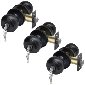 6006-ea-bl-3 Cml Hardware Keyed Alike Entry Door Knob Matte Black 3 Pack