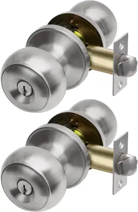 Cml Hardware 767065689006 2 Pack Entry Door Knob Keyed Stain Stainless