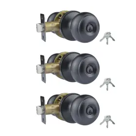 Comfhouse 768486759941 Stainless Steel Ball Entry Door Knob Keyed-alike Matte Black Entrance K
