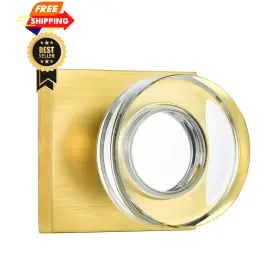Coolnews 611558496520 Passage Function Clear Crystal Glass Door Knobs Satin Brass