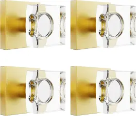 Coolnews 639395277508 4-pack Crystal Glass Dummy Door Knobs Satin Brass Interior Non-turn Handles