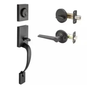 Copper Creek 313022835834 Craftsman Tuscan Bronze Door Handleset With Contemporary Handle Trim