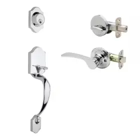 Copper Creek 445027170122 Soft Contemporary Polished Stainless Door Handleset With Right Hand Scandinavian