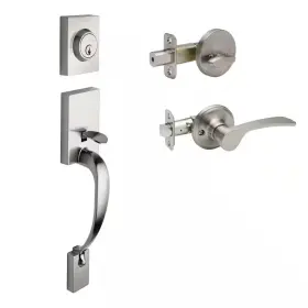 Copper Creek 744110136258 Craftsman Satin Stainless Door Handleset With Left Hand Scandinavian Handle Trim