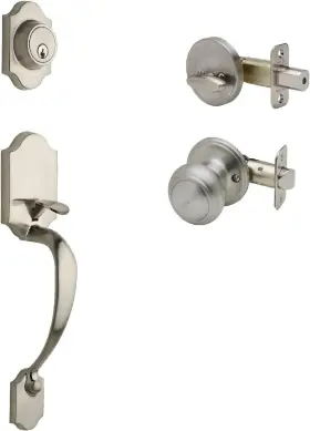 Copper Creek 849386001283 Satin Stainless Heritage Handleset With Colonial Knob - Ansi Grade Security