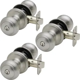 Ck2040ss-3 Copper Creek Colonial Door Knob Keyed 3 Pack Satin Stainless