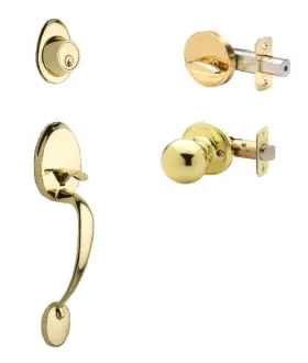 Cz2610xbk-pb Copper Creek Mid-century Modern Entrance Handleset In Polished Brass