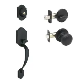 Hz2610xck-bc Copper Creek Heritage Front Entrance Handleset In Black With Col