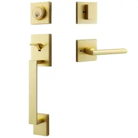 Fdh001 Dairazan Modern Satin-brass Front Door-handle - Entry Door Lock With Single Cylinder D