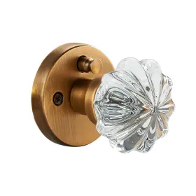 Dairazan Glass Doorknob01 Privacy Door Knob With Clear Crystal Flower Handle And Antique Amber Br