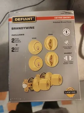 1008 Defiant 050134007697 Brandywine Single Cylinder Keyed Entry Project Pack Set Polished Brass
