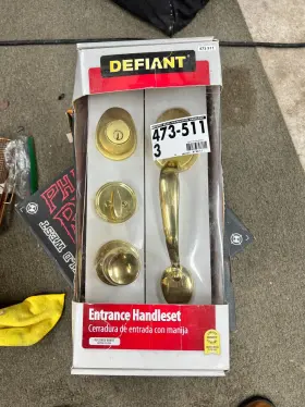 Defiant 050134064300 Polished Brass Entrance Door Handle Set Brand New Priced To Sell