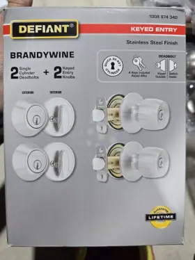 1008974340 Defiant Brandywine Stainless Steel Single Cylinder Keyed Entry Project Pack