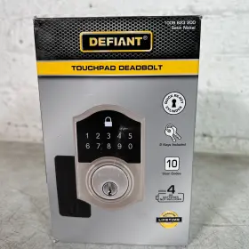 1009623200 Defiant Castle Electronic Single Cylinder Deadbolt Compact Touch Satin Nickel