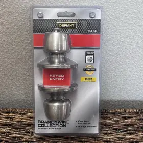 Defiant 38082 Brandywine Keyed Entry Door Knob Lock Set Stainless Steel Keys