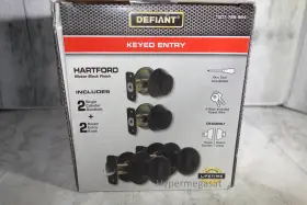 Bgx9l1bd Defiant 2 Pack Hartford Matte Black Keyed Entry Door Knob Deadbolt Lock Set