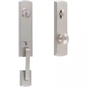 Delaney Hardware 313035475492 Italian Collection Briona Single Cylinder Satin Nickel Door Handleset With Canov