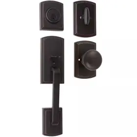 Delaney Hardware 313036560517 Visconti Edged Bronze Dummy Door Handleset With Santo Interior