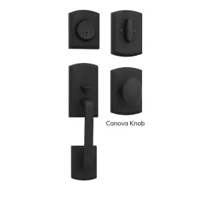 Delaney Hardware 313047971906 Visconti Single Cylinder Black Door Handleset With Canova Interior