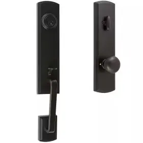Delaney Hardware 313094710718 Italian Collection Briona Black Dummy Door Handleset With Santo Interior Right-h