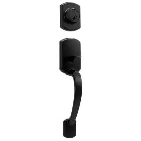 340109 Delaney Hardware Entry Door Handleset Single Cylinder Deadbolt Aubryn Knob Black