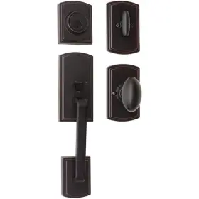 374007cn Delaney Hardware Door Handleset Single Cylinder With Canova Interior Bronze