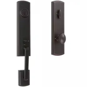 Delaney Hardware 445005350362 Italian Collection Briona Single Cylinder Edged Bronze Door Handleset With Canov