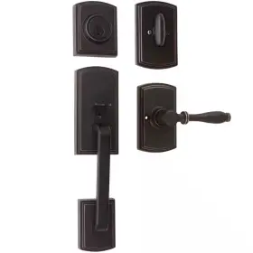 Delaney Hardware 445025330320 Italian Collection Visconti Single Cylinder Edged Bronze Door Handleset With Sor