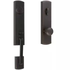 Delaney Hardware 445054398315 Italian Collection Briona Single Cylinder Edged Bronze Door Handleset With Santo