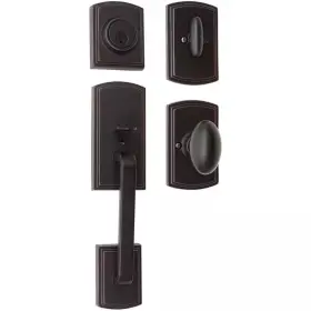 Delaney Hardware 705353056451 Visconti Single Cylinder Edged Bronze Door Handleset With Canova Interior