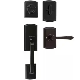 Delaney Hardware 705353356285 Italian Collection Visconti Single Cylinder Black Door Handleset With Florini In