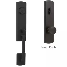 Delaney Hardware 726084092471 Italian Collection Briona Single Cylinder Black Door Handleset With Santo Interi
