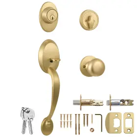 726935 Design House Cambridge Handleset Satin Gold Entry
