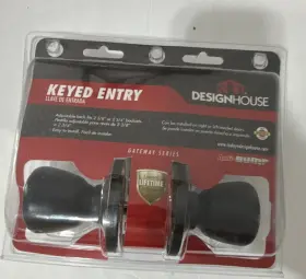 728709 Design House Keyed Entry Door Knob Matte Black Steel Traditional Model