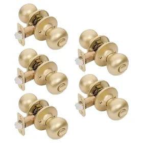77-1666 Designers Impressions Bedford Design Satin Brass Round Privacy Door Knob Bed