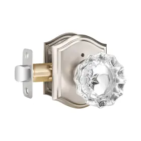 Dllween 639395275740 Glass Crystal Door Knob Interior With Lock Privacy Brushed Nickel