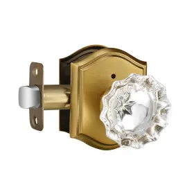 Dllween 639395275825 Antique Brass Glass Door Knobs Crystal Knob Interior With Lock Vintage
