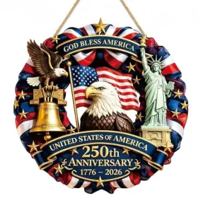 Donouzair Hm001 250th Anniversary Eagle Wreath Wooden Patriotic Wreaths For Front Door 250