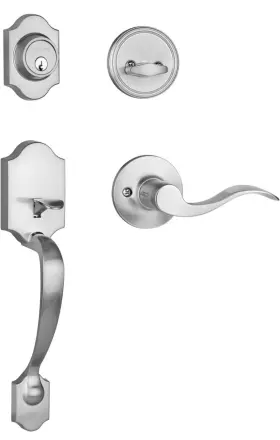 Den-her-100-us15-lh Dynasty Hardware Den-her-100-15l Denver Front Door Handleset Satin Nickel With