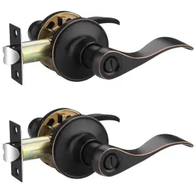 2-bkorb-3824 E-home Hardware 2 Pack Interior Door Knobs Oil Rubbed Bronze Keyless Privacy Handles Fo