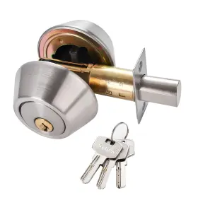 7302 Eiqikayo Silver Steel Double-head Cylinder Deadbolt Lock- Double-head-silver