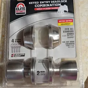 287012 Elite Security Keyed Entry Deadlock Combination Satin Nickel 2 Way Latch 4 Keys