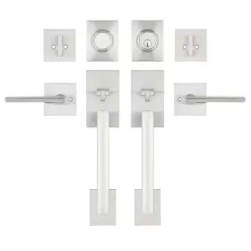 Emoderndecor 445013989936 Cozyblock Arch Lever Brushed Nickel Double Door Handlesets With Single Cylinder De