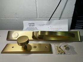 3045us4 Emtek Hera Dummy Brass Modern Mortise Handleset Satin