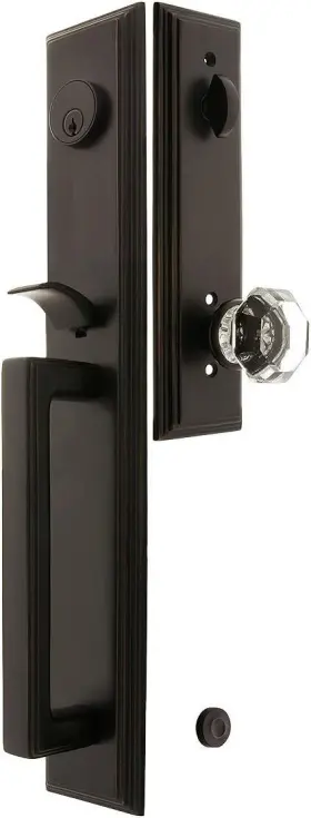 4212otus10b Emtek Melrose Style Tubular Handleset In Oil Rubbed Bronze With Old Town Knobs And 2 3