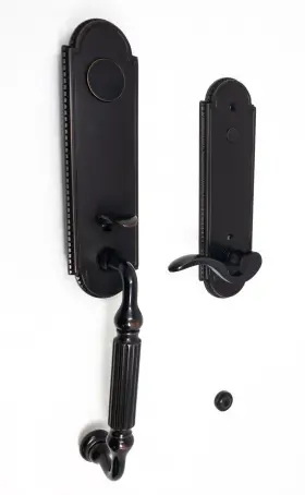 4301us10b Emtek Orleans Dummy Designer Brass Handleset With Cortina Lever Right-hand In Orb