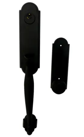 4313nwus19 Emtek Flat Black-polished Norwich Type Door Handle And Lock Assembly